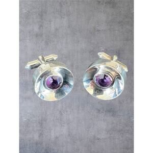 Antonio Pineda Taxco Mexico Sterling Silver Color Change Sapphire Cufflinks 23g